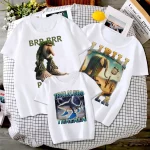 이탈리아 Brainrot 동물 어린이 티셔츠 Tralalero Tralala 재미 있은 상어 반팔 탑 어린이 재미 있은 Meme 귀여운 티 여름 의류