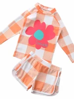 여자 투피스 수영복 긴 소매 다이빙 슈트 학생을위한 빠른 건조 UV 보호 바지 어린이 폴리 에스터 직물 수영복 - 이미지 4