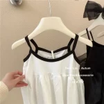 여자 여름 서스펜더 드레스 2024 아기 소녀 달콤하고 귀여운 공주 드레스 어린 소녀 민소매 얼음 실크 스커트 - 이미지 3