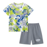 2/6 팩 여름 어린이를위한 여러 가지 빛깔의 위장 빠른 건조 양복 소년 스포츠 러닝 반팔 반바지 소녀 레저 슈트 - 이미지 2