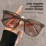 남녀공용 심플한 접이식 편광선글라스, 패셔너블한 대형프레임, 고급스러운 느낌, 자외선 차단 선글라스