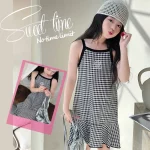 여아 여름 면 드레스 아동 패션 드레스 얇은 여아 홀터 드레스 아동 꽃 드레스 도트 드레스 격자 무늬 D - 이미지 4