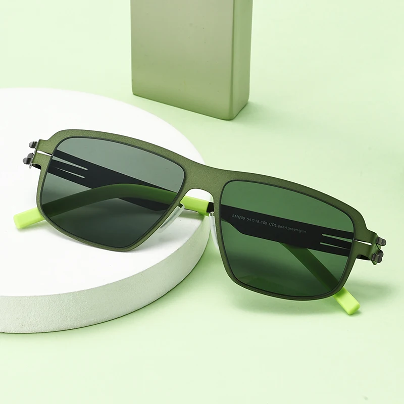 kf-Sf621fb4d32444f638f7b26bb701d92bcb 독일 디자인 남성 초경량 스테인레스 스틸 클래식 선글라스, 여성 야외 운전 생물 강철 선글라스 - 이미지 1