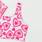 여자 4 팩 하트 프린트 비키니 세트 하이 웨이스트 수영복 어린이 여름 수영복 어린이 수영복 부드러운 통기성 비치웨어 - 이미지 4
