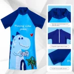 어린이 우주 비행사 수영복, 원피스, 소년 용 전문 수영 장비 세트, 어린이 자외선 차단제, 어린이, 신규, 4Pcs - 이미지 3