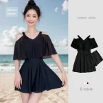 새로운 2024 원피스 수영복 여성의 하이 엔드 센세이션 스커트 스타일 열 봄 입욕 슬리밍 유행 동화