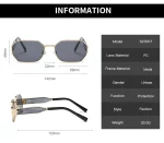 남녀공용 빈티지 선글라스, 디자이너 레트로 금속 직사각형 선글라스, 인기 있는 블랙 아이웨어, 새로운 패션 - 이미지 6