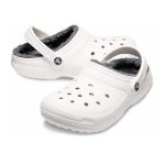 크록스 클래식 라인드 클로그 화이트/그레이 겨울 털크록스 203591-10M - 이미지 3