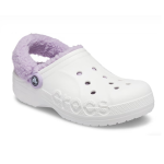 크록스 바야 라인드 퍼즈 스트랩 클로그 성인 털 겨울 크록스 화이트 라벤더 206633-577